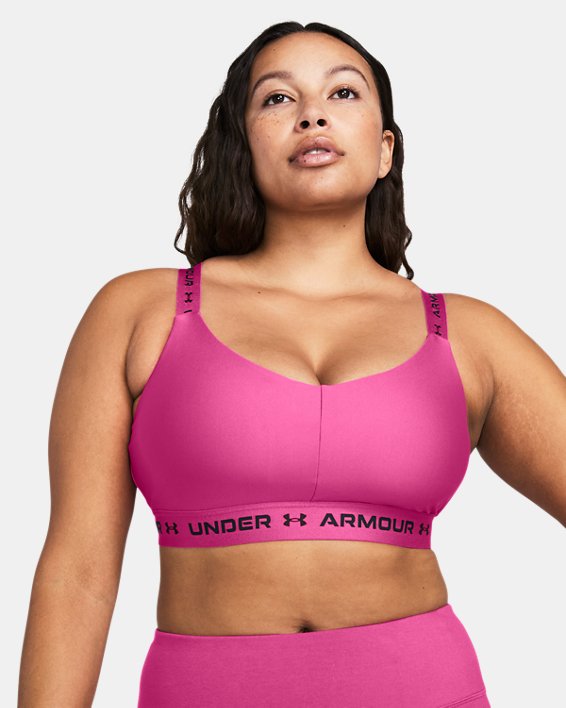Brassière de sport à dos croisé et maintien léger UA pour femme, Pink, pdpMainDesktop image number 4
